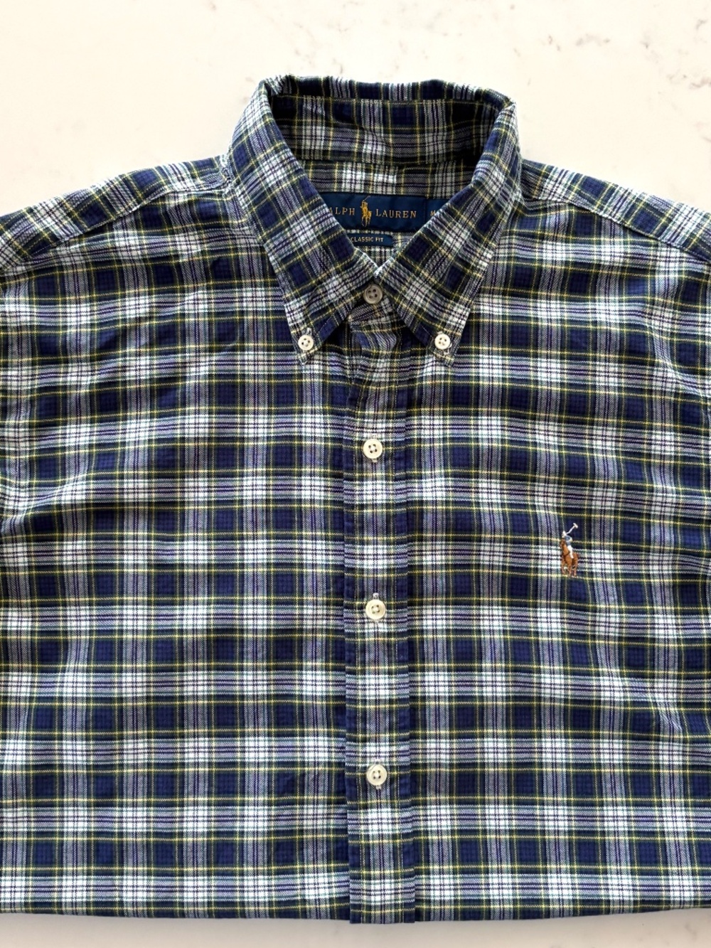 NEW Ralph Lauren mens medium plaid cotton button down long sleeve classic fit